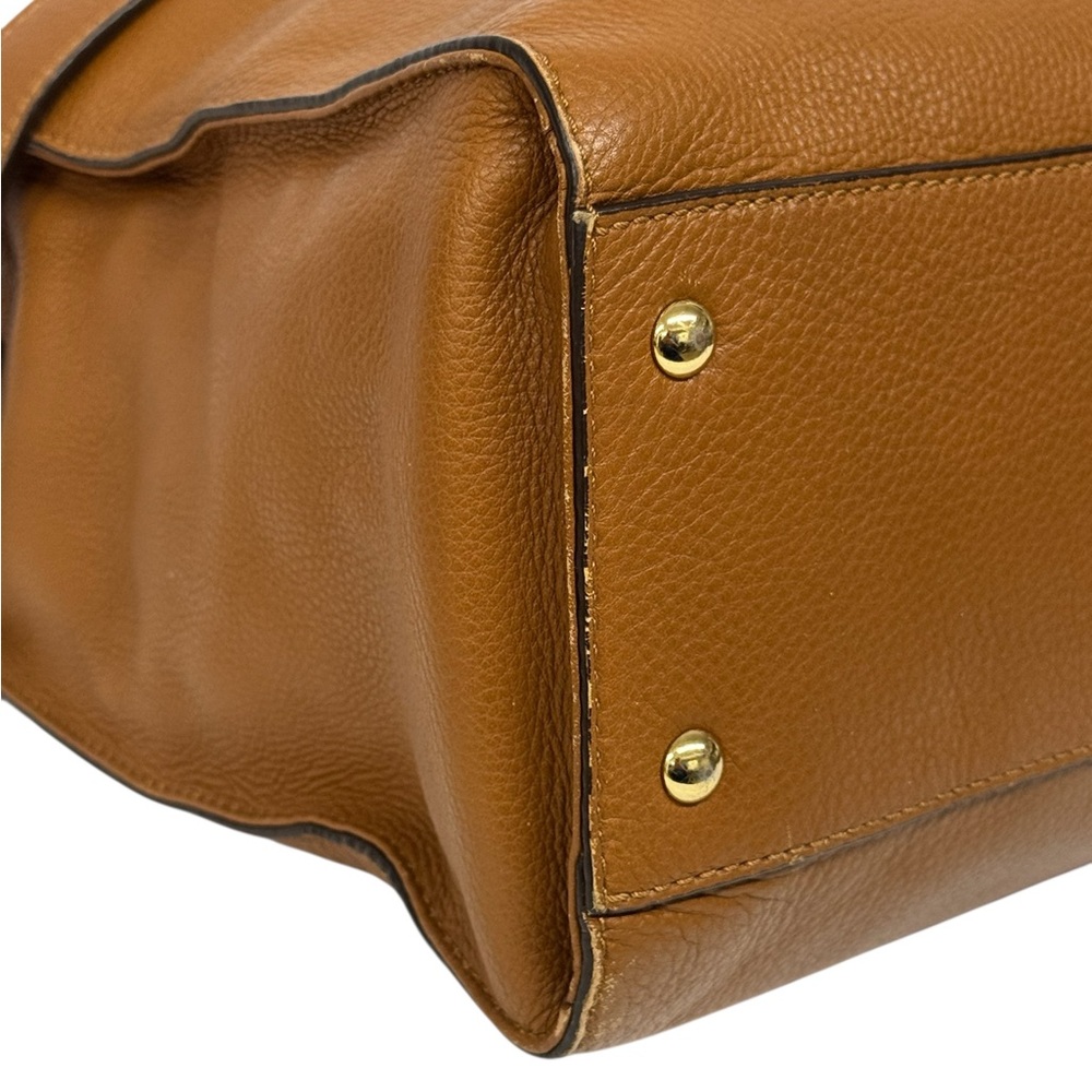 Michael Kors Hamilton Camel Brown Leather Satchel Tote Shoulder Bag 14 x 13 x 6 - Picture 14 of 16